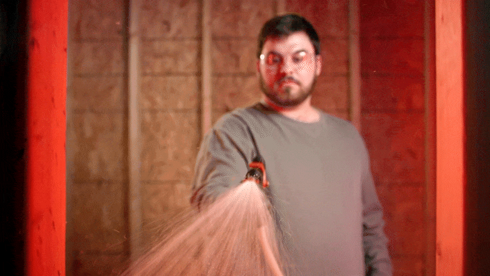 Man spraying foam